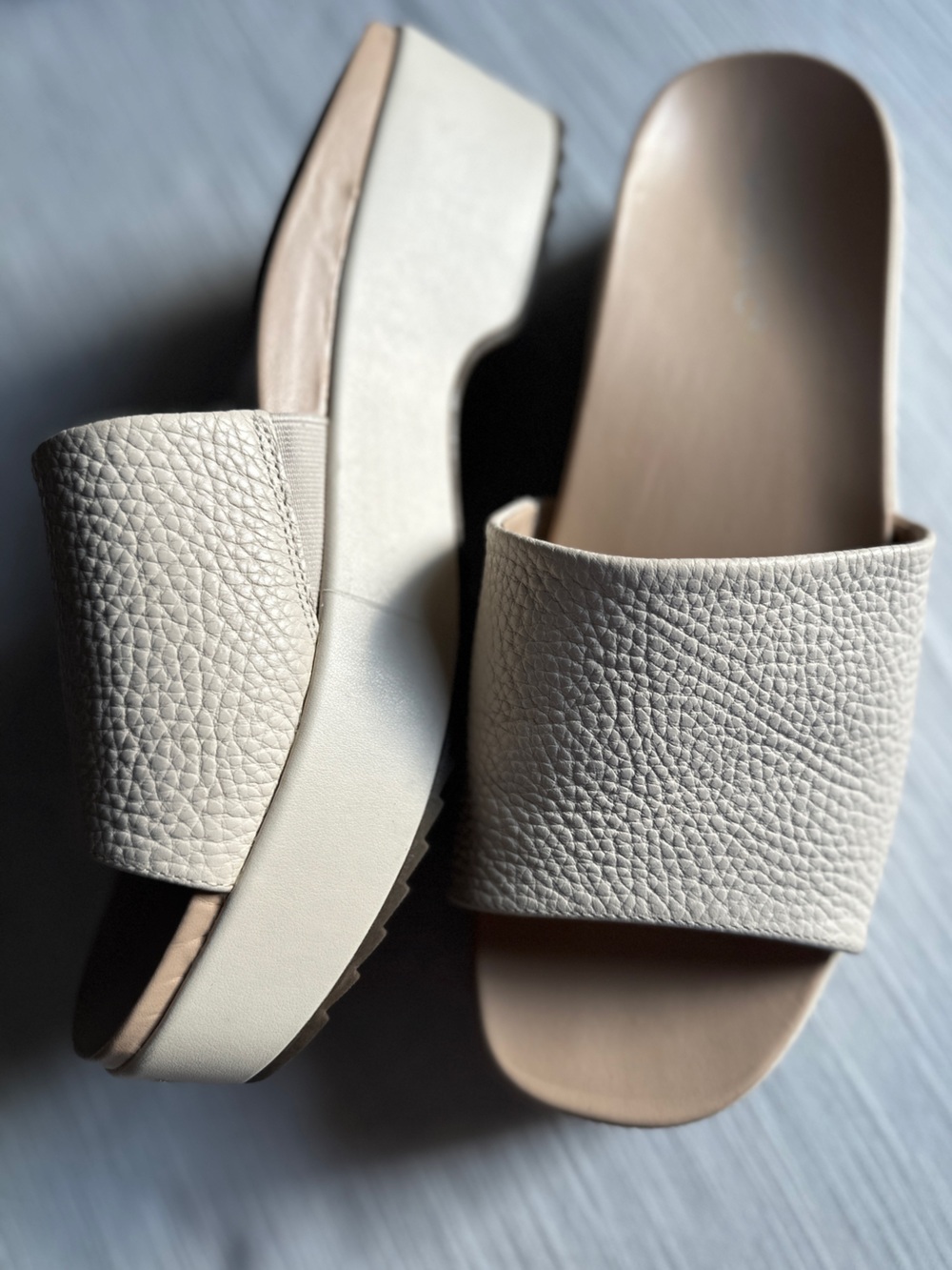 Vionic Trista Platform Slide Sandals Cream Leather | 11